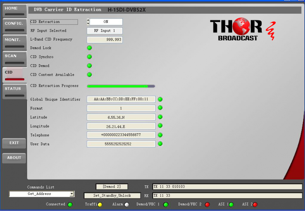 Cid configuration page on H-1SDI-DVBS2X sdi encoder DVB-S2X modulator